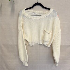 Timing Cream Crew Neck Sweater with Relaxed Fit